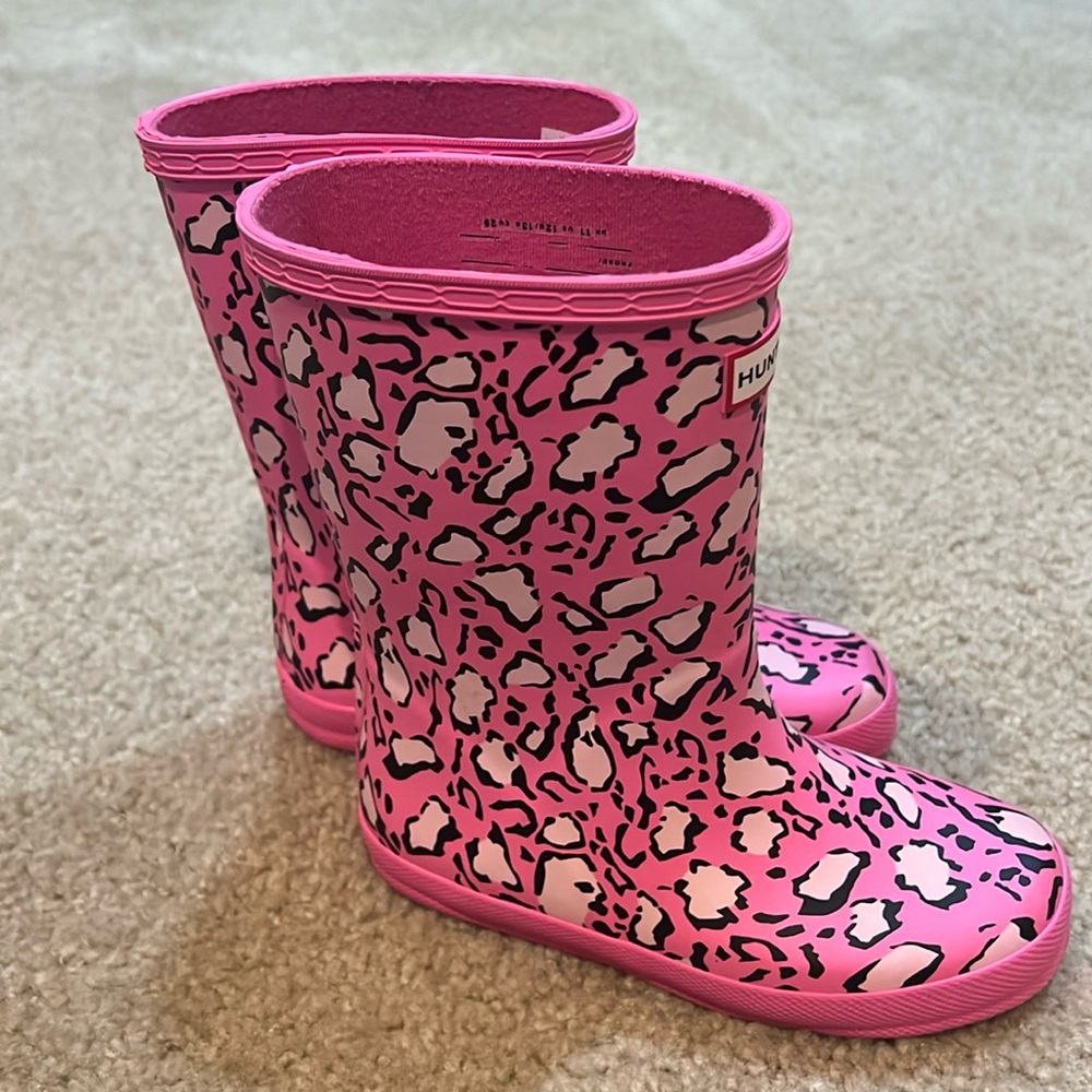 Hunter leopard rain boots size 12 pink cheetah print